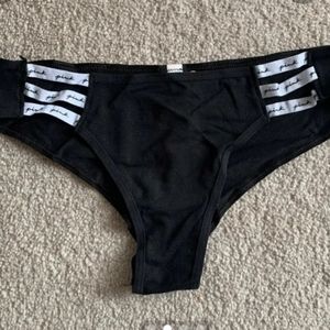 Victoria Secret PINK- Black & White Strappy Logo Panty-S